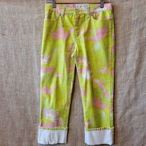 Roberto Cavalli Pink/Green/Gold Cuffed Jeans XS